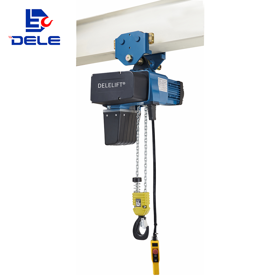 ELECTRIC CHAIN HOIST WITH MANUAL TROLLEY